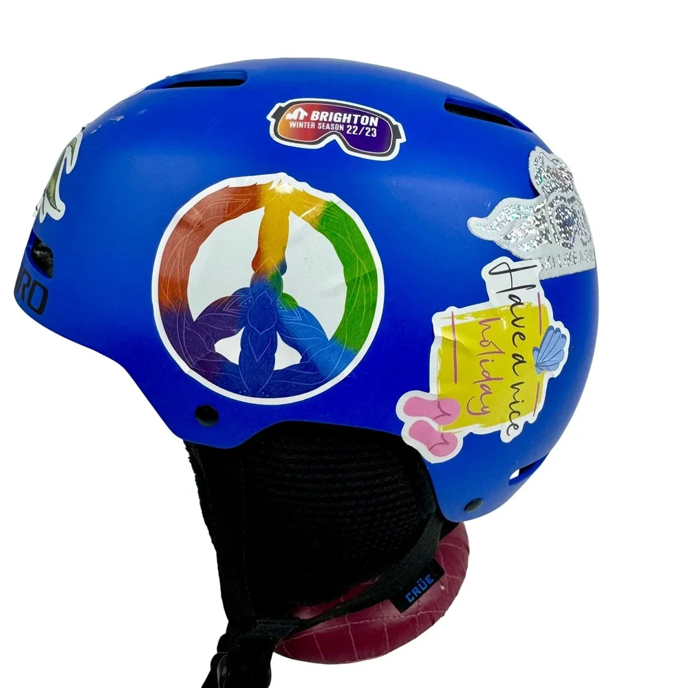 Giro Crue Kids Snow Helmet Matte Blue Youth Size S 52-55.5cm Custom Stickers - Picture 3 of 7